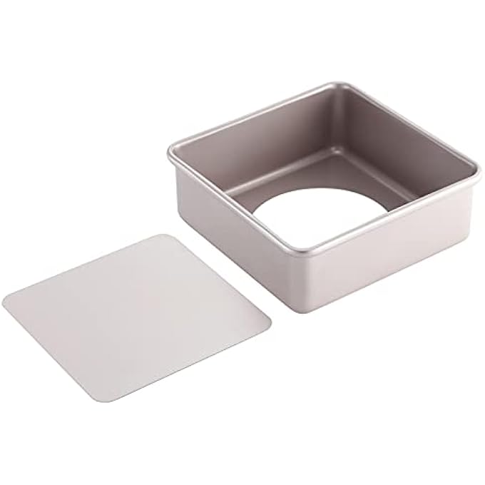 chefmade Square Cake Pan 8Inch Deep Dish With Removable Loose Bottom NonStick Square Bakeware For Oven Baking Champagne Gold - Image 1