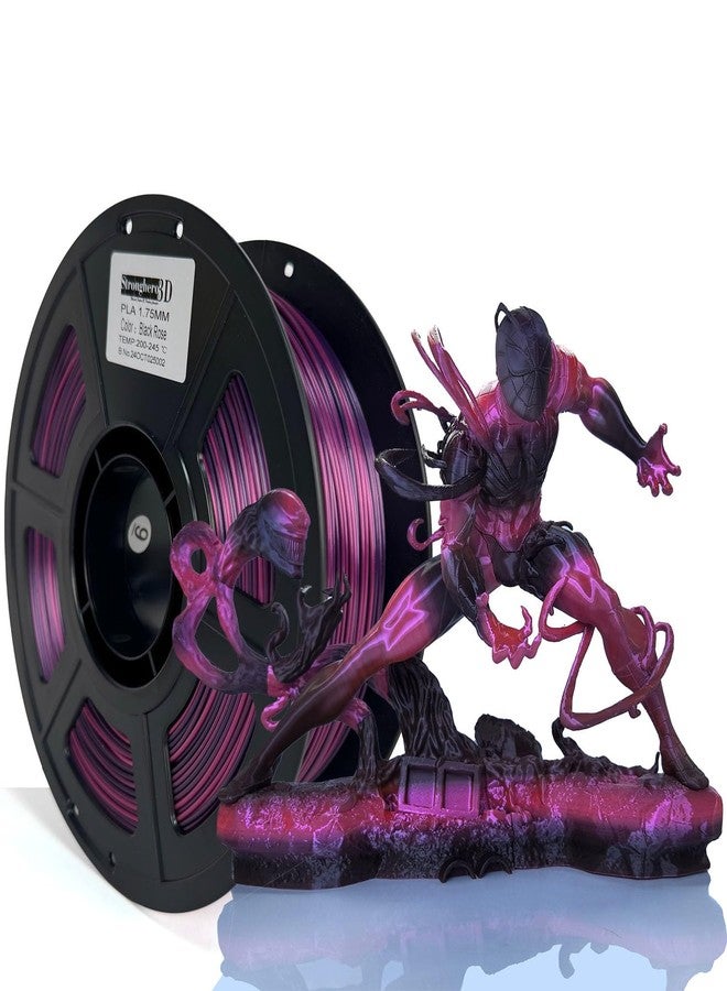 Stronghero3D خيوط طابعة ثلاثية الأبعاد Stronghero3D PLA، قطر 1.75 مم، لون أسود وردي، خيوط متعددة الألوان، دقة +/- 0.05 مم، الوزن الصافي 1 كجم (2.2 رطل) - Image 1