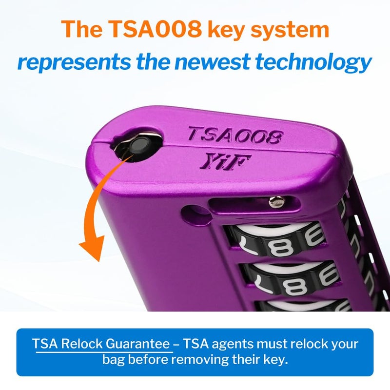 أقفال أمتعة Forge معتمدة من TSA – أقفال سفر TSA برمز مكوّن من 4 أرقام مع TSA008، ومؤشر تنبيه عند الفتح، وهيكل من سبيكة الزنك للأمتعة وحقيبة السفر وحقيبة الظهر وغير ذلك، أسود 2 PK، أقفال كابل - Image 4