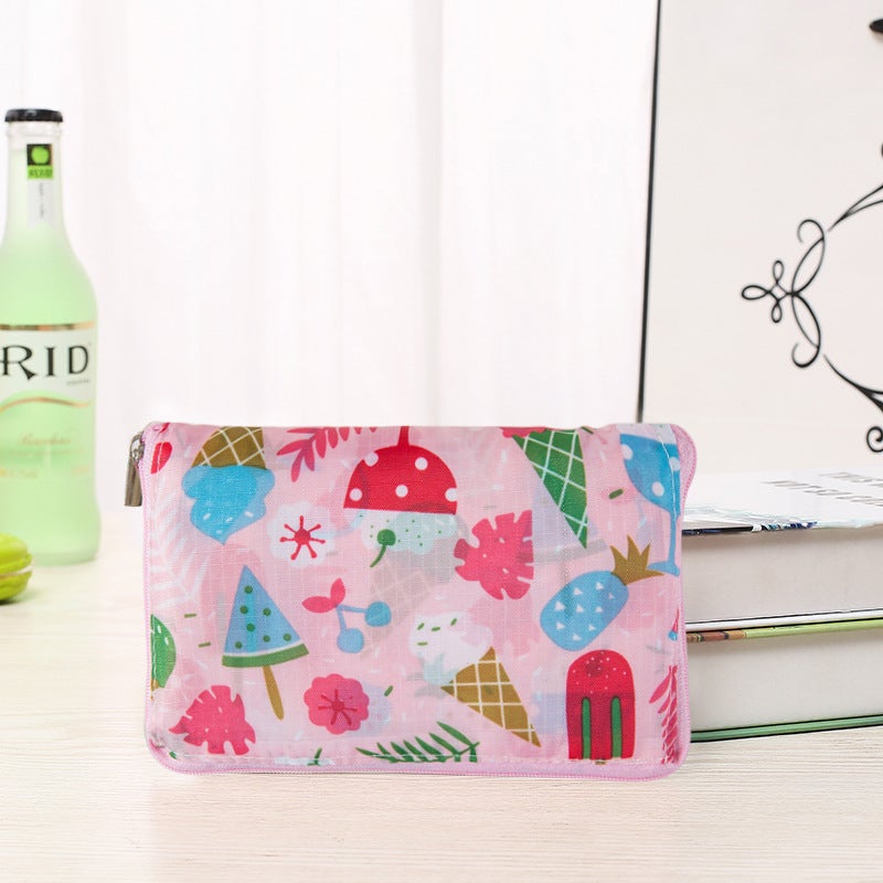 Korean Style Wallet Folding Shopping Bag Pink Ice Cream 