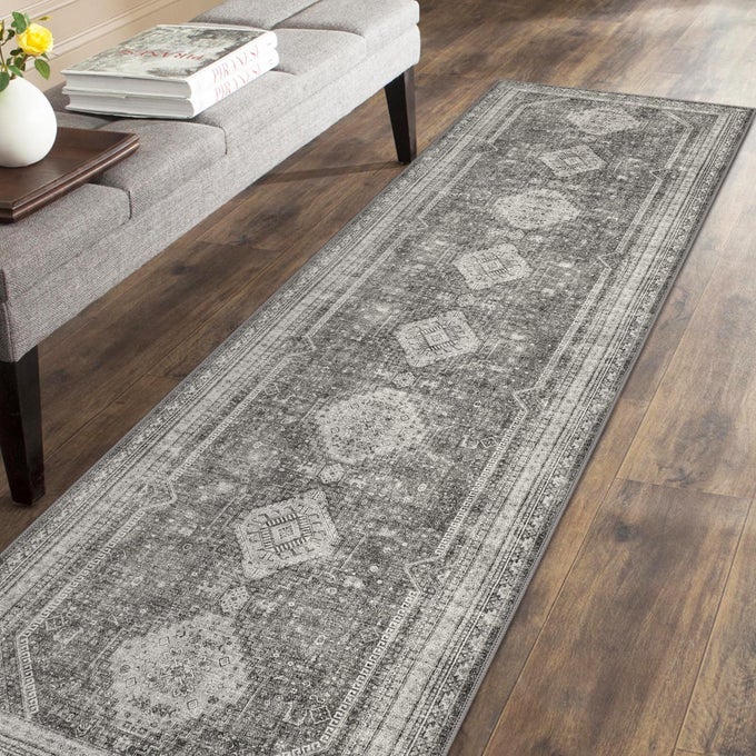 2X5 NON SLIP HALLWAY RUNNER RUG MACHINE WASHABLE THIN LOW PILE LIGHTWEIGHT FOR KITCHEN LAUNDRY ENTRYWAY BEDROOM LIVING ROOM GRAY