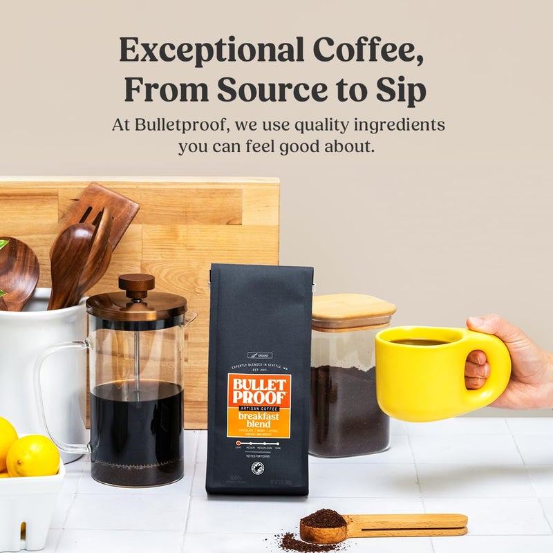 Bulletproof Breakfast Blend Light Roast Ground Coffee, 12 Ounces, Clean Coffee Tested for Toxins, Packaging May Vary - Image 4