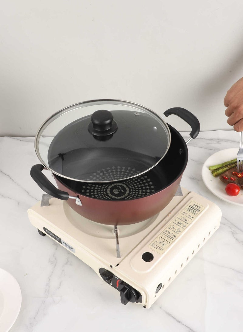 Multifunctional Soup Pot ,Non-Stick Cooking Pot with Glass Lid and  Double Handle,Bottom Heat Resistant - Image 1
