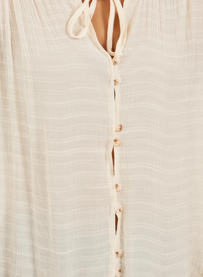 Styli Self Design Button Down Top with Tie Detail  - Image 3
