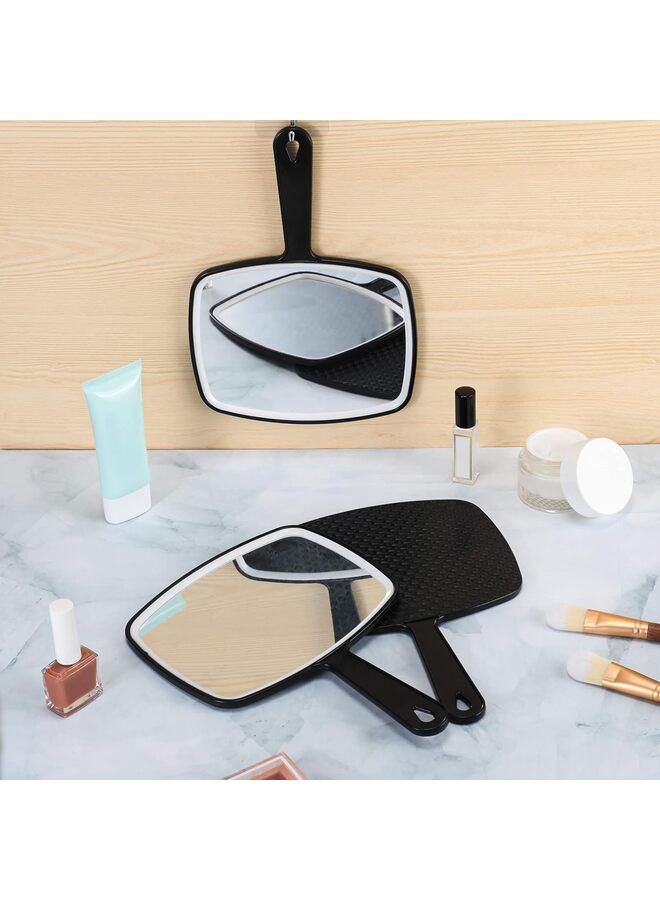 يُسلِّم 10 قطع مرآة يدوية كبيرة محمولة باليد مع مقبض مرآة حلاقة متعددة الأغراض مع انعكاس خالٍ من التشويه للاستخدام في صالون التجميل والسفر (أسود) - Image 5