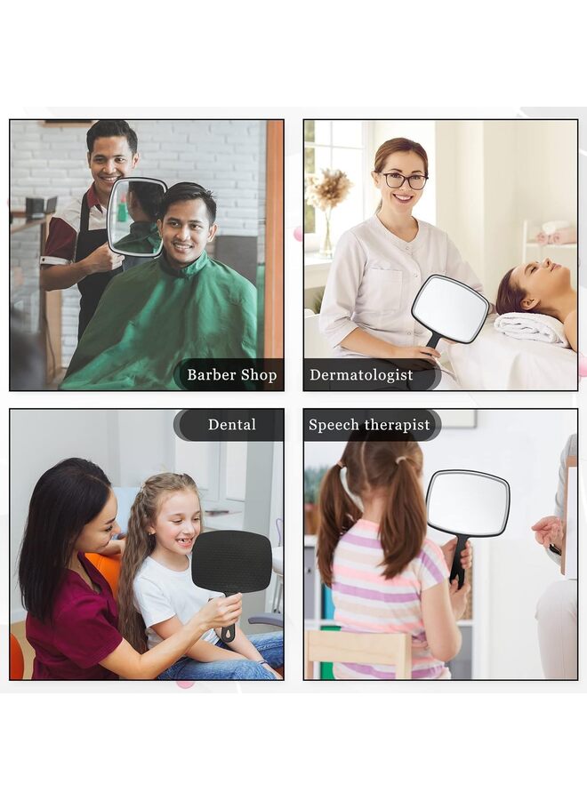 يُسلِّم 10 قطع مرآة يدوية كبيرة محمولة باليد مع مقبض مرآة حلاقة متعددة الأغراض مع انعكاس خالٍ من التشويه للاستخدام في صالون التجميل والسفر (أسود) - Image 4