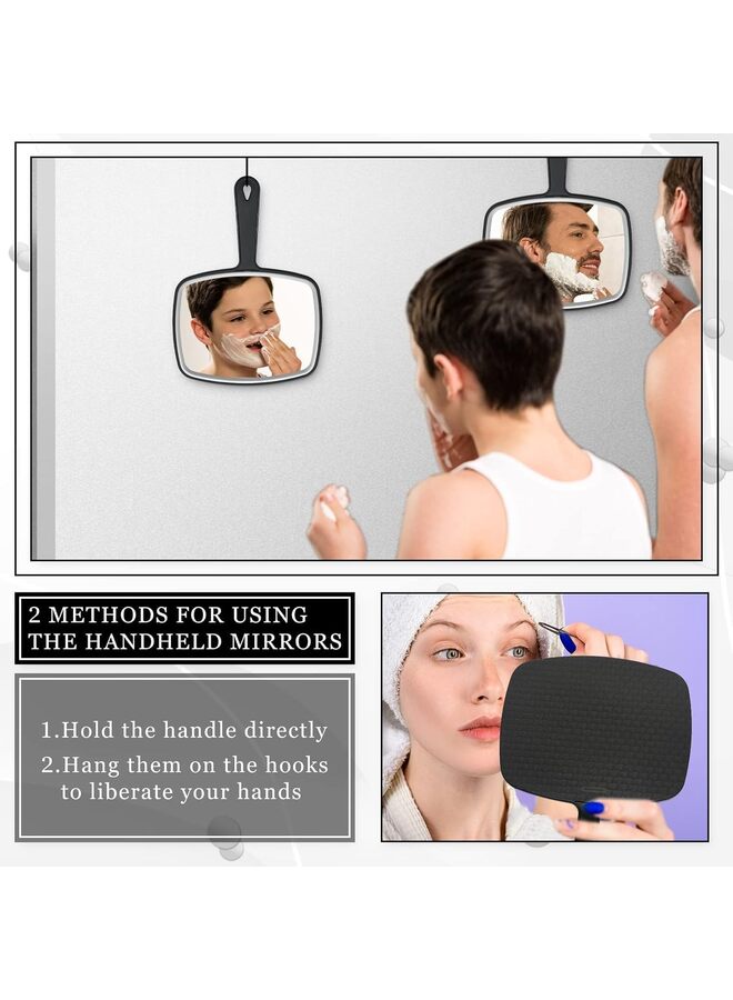 يُسلِّم 10 قطع مرآة يدوية كبيرة محمولة باليد مع مقبض مرآة حلاقة متعددة الأغراض مع انعكاس خالٍ من التشويه للاستخدام في صالون التجميل والسفر (أسود) - Image 2