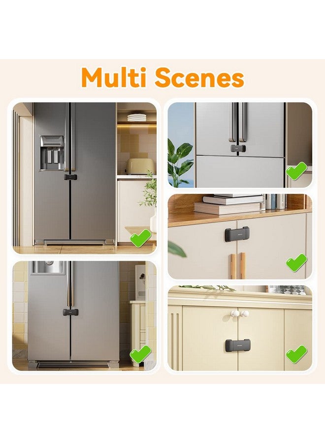 Eudemon Updated French Fridge Lock French Door Refrigerator/Freezer Lock Apply To Max 2.28(58Mm) Two Door Gap Distancecabinet Cupboard Lock For Kids & Babieseasy To Install(1 Packblack) - Image 3