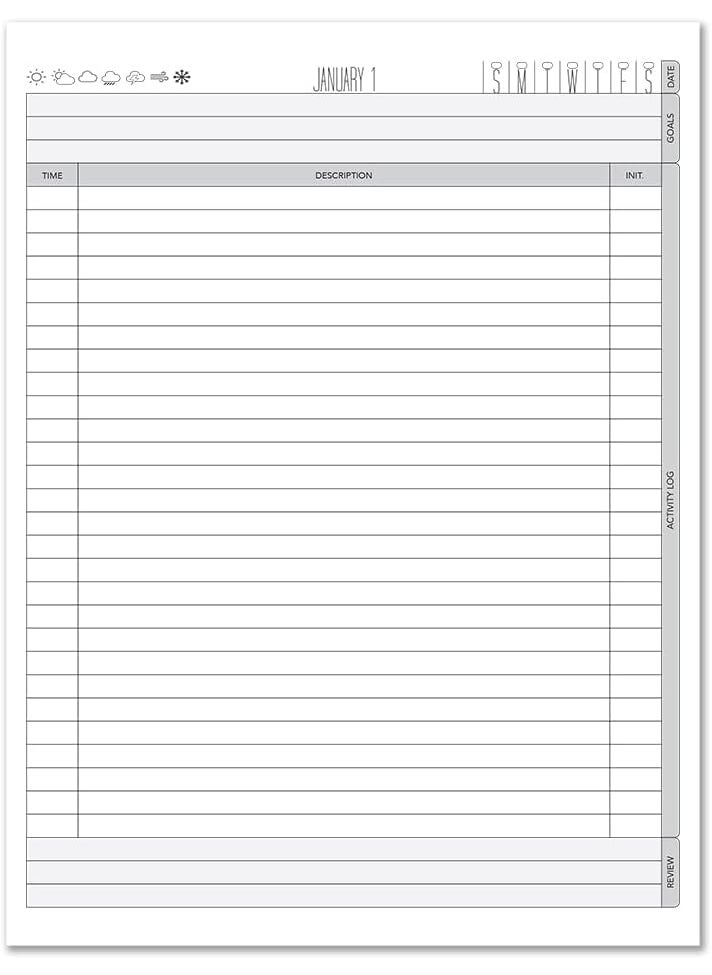 BookFactory BookFactory Daily Activity Log Book  365 Day Logbook 384 Pages  365 Page Productivity Diary Black Cover Section Sewn Hardbound 8 78 x 11 14 LOG384LCSLKT32DailyActivity  - Image 2