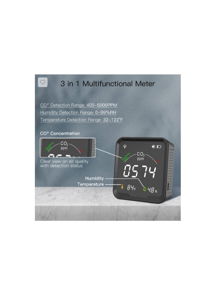MOES MOES Smart CO2 Detector, Indoor Air Quality Monitor, NDIR Sensor Carbon Dioxide Detector, Temperature Humidity Air Tester for CO2 Alarm, Smart Life Tuya APP Digital CO2 Meter  - Image 3