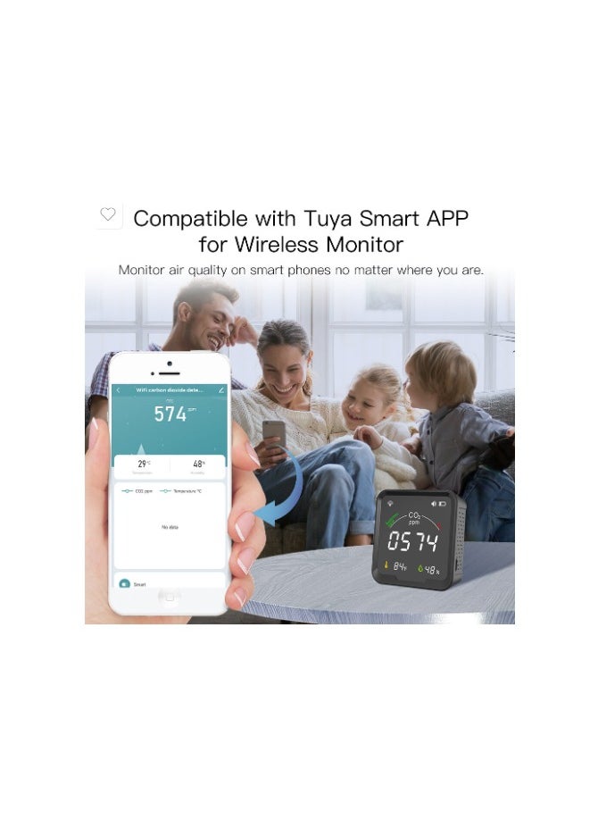 MOES MOES Smart CO2 Detector, Indoor Air Quality Monitor, NDIR Sensor Carbon Dioxide Detector, Temperature Humidity Air Tester for CO2 Alarm, Smart Life Tuya APP Digital CO2 Meter  - Image 4