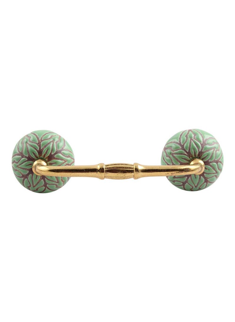 Indian-Shelf IndianShelf 1 Pack Ceramic Cabinet Handles Drawer Pulls Green Interior Kitchen Cupboard Door Gold Hardware 8 Hole to Hole BH266CK1442  - Image 1