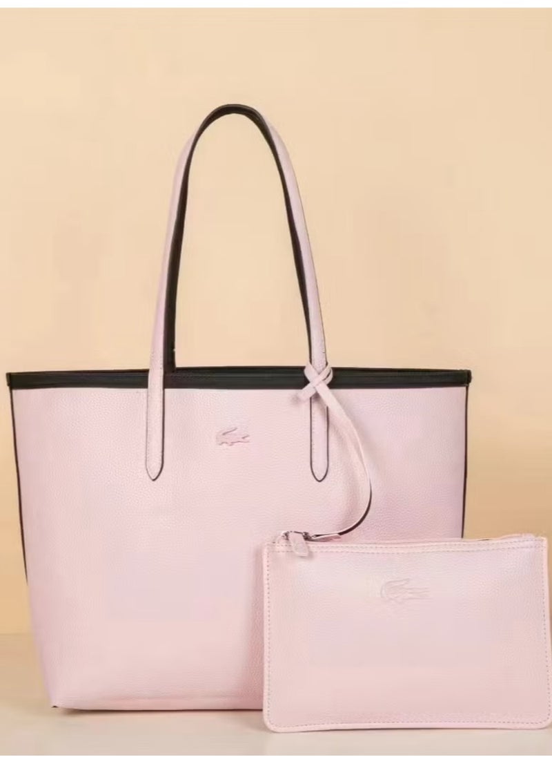 LACOSTE Lacoste Women's Anna Double sided Two tone Large Capacity Handbag, Fashionable and Versatile, Black/Pink  - Image 2