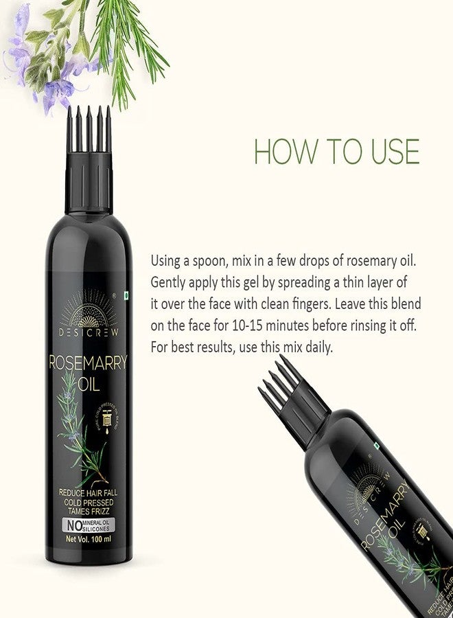 DESICREW Pure Rosemary Oil with comb Applicator - Cold Pressed - For Hair, Skin & Nail Care Pack Of 4 Bottle(400 ml) - Image 3
