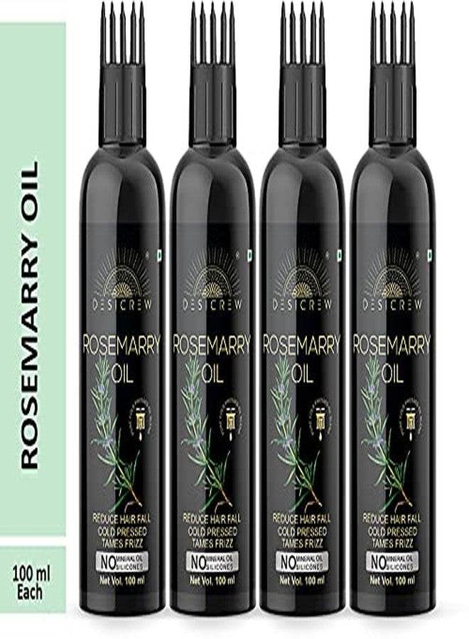 DESICREW Pure Rosemary Oil with comb Applicator - Cold Pressed - For Hair, Skin & Nail Care Pack Of 4 Bottle(400 ml) - Image 1