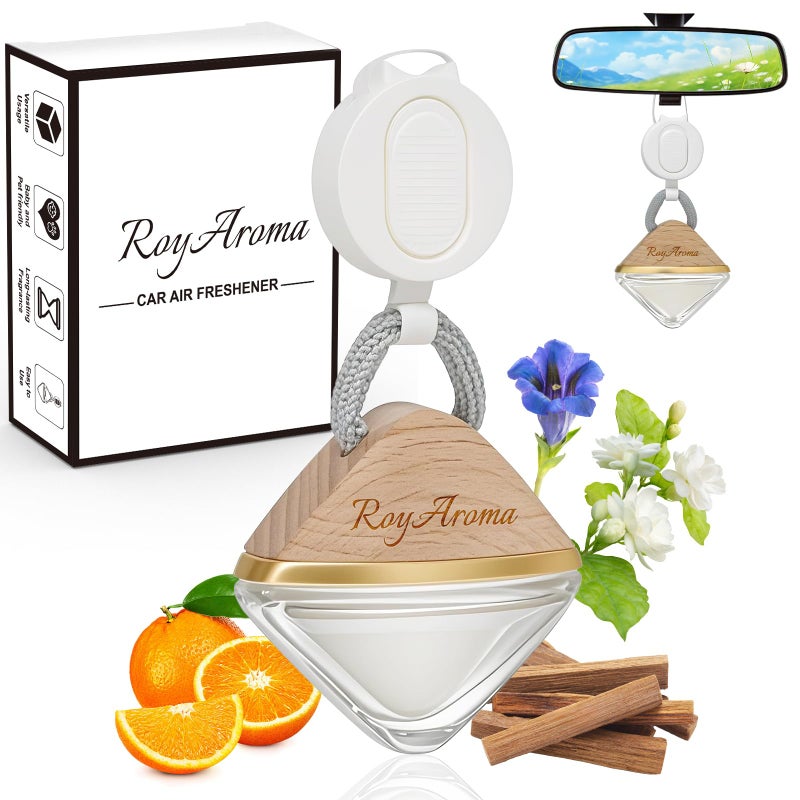 Royaroma Hanging Car Air Freshener Diffuser, Luxury Car Perfume for Men & Women, Long Lasting Cars Fresheners with Natural Essential Oils | Cool Ice | Adjustable Rope - Image 1