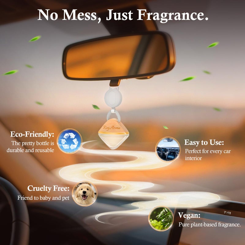 Royaroma Hanging Car Air Freshener Diffuser, Luxury Car Perfume for Men & Women, Long Lasting Cars Fresheners with Natural Essential Oils | Cool Ice | Adjustable Rope - Image 4