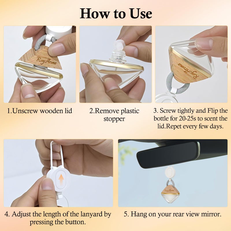 Royaroma Hanging Car Air Freshener Diffuser, Luxury Car Perfume for Men & Women, Long Lasting Cars Fresheners with Natural Essential Oils | Cool Ice | Adjustable Rope - Image 5