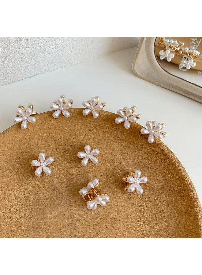 Drishti Hair Fashion Mini Crab Clip For Hair Pearl Flower Small Claw Hair Clip for Women Ladies Hair Clips 6 Pcs (Pearl Claw) - Image 4