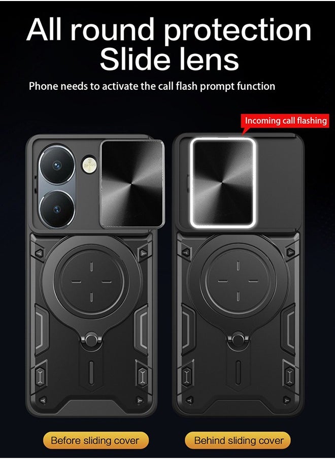 Compatible with VIVO Y36 Bracket Shell,with Slide Camera Lens Cover Compatible with VIVO Y36 Case - Black
