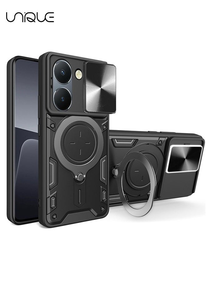 Compatible with VIVO Y36 Bracket Shell,with Slide Camera Lens Cover Compatible with VIVO Y36 Case - Black