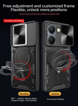Compatible with VIVO Y36 Bracket Shell,with Slide Camera Lens Cover Compatible with VIVO Y36 Case - Black - view 5