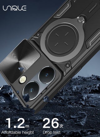 Compatible with VIVO Y36 Bracket Shell,with Slide Camera Lens Cover Compatible with VIVO Y36 Case - Black - view 3