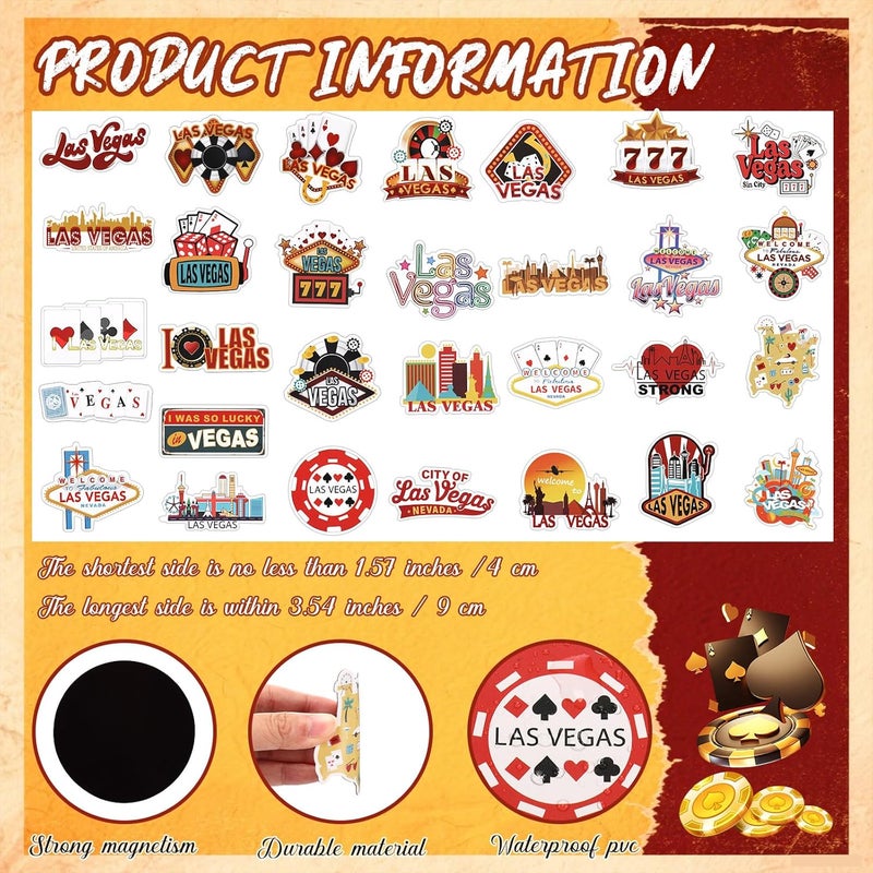 Konohan 30 Pcs Las Vegas Souvenirs Gifts Las Vegas Magnet for Refrigerator City Magnetic Refrigerator Stickers for Home Decoration - Image 2