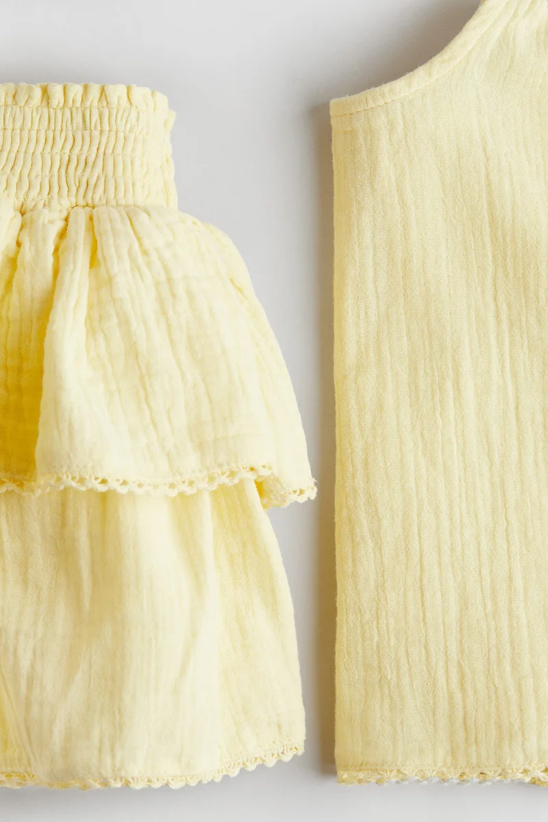 اتش اند ام طقم من الموسلين القطني - قطعتين