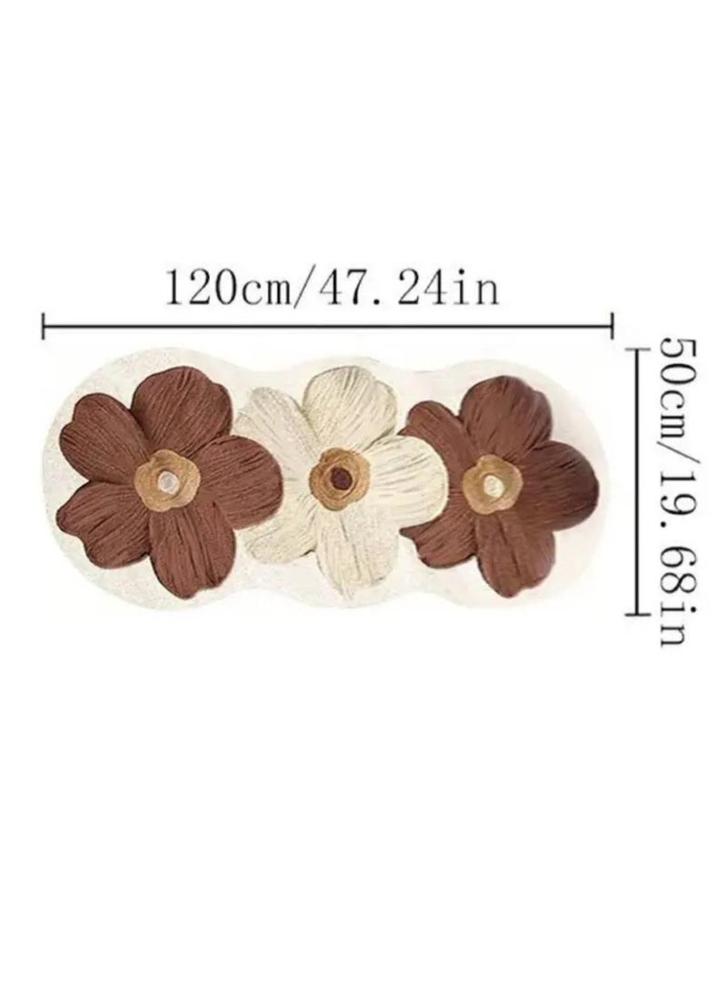 LOOPITYS Irregular shaped flower mattress carpet, used for anti slip carpets in rooms and living rooms, carpet interior decoration, (brown, 120 * 50CM)  - Image 3