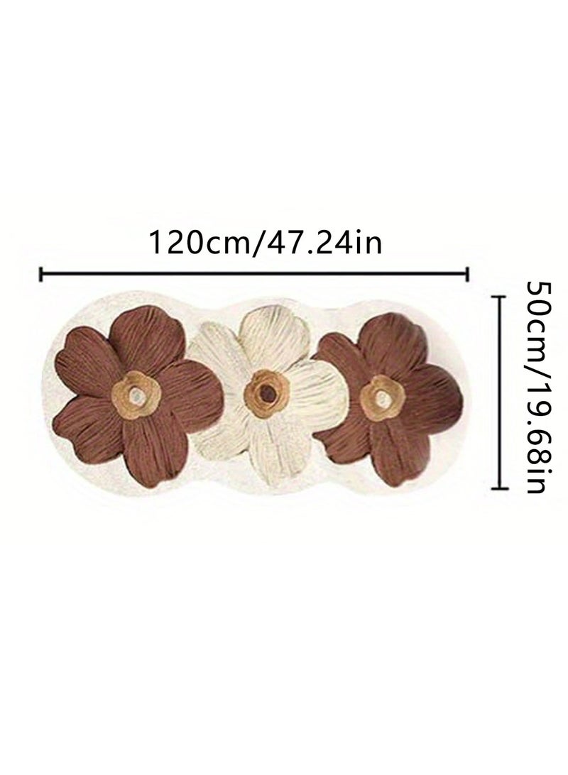 لوبيتيز سجاد فراش الزهور على شكل غير منتظم ، يستخدم للسجاد المضادة للانزلاق في الغرف وغرف المعيشة ، والسجاد الديكور الداخلي ، (بني ، 120 * 50 سم) - Image 4