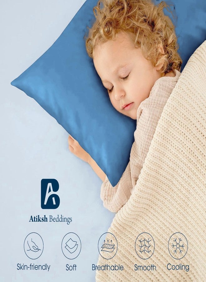 Atiksh Beddings™ 12x16 Inches Envelope Closure Toddler Pillow Cases Set of 2, 100% Soft Egyptian Cotton Kids Travel Pillow Covers, 600 Thread Count Small Pillowcases for Toddlers, Medium Blue - Image 4