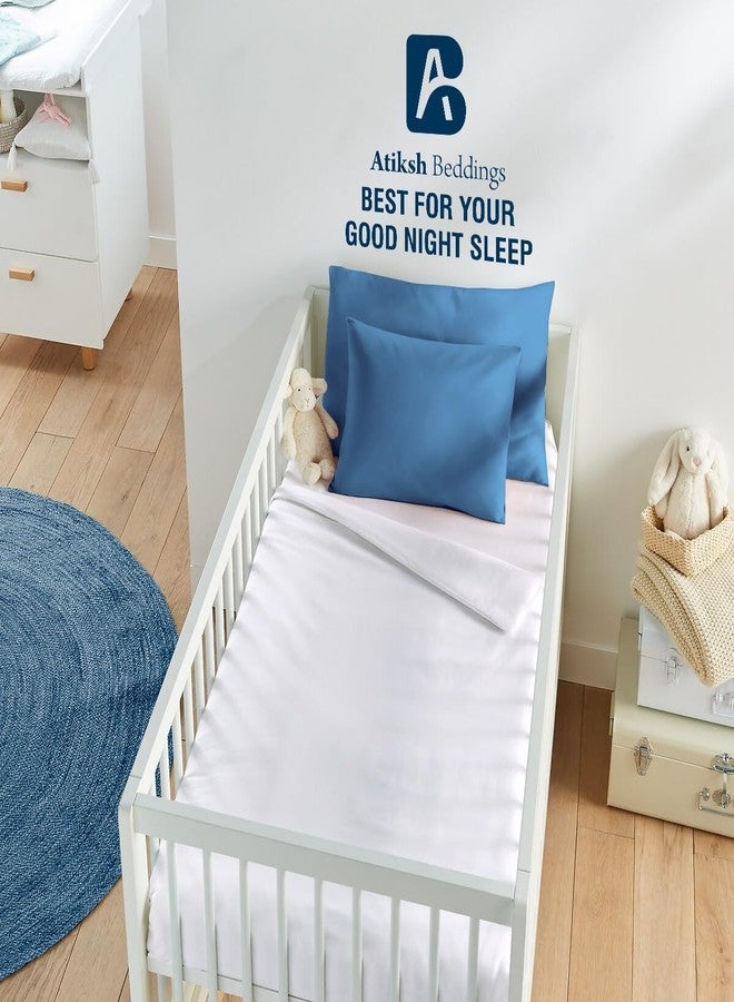 Atiksh Beddings™ 12x16 Inches Envelope Closure Toddler Pillow Cases Set of 2, 100% Soft Egyptian Cotton Kids Travel Pillow Covers, 600 Thread Count Small Pillowcases for Toddlers, Medium Blue - Image 3