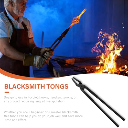 Bzsunway Knife Forging Tool Blacksmithing Tongs Blacksmith Wolf Jaw Tongs 17 (430mm) for Blacksmith Beginner & Master - Image 5