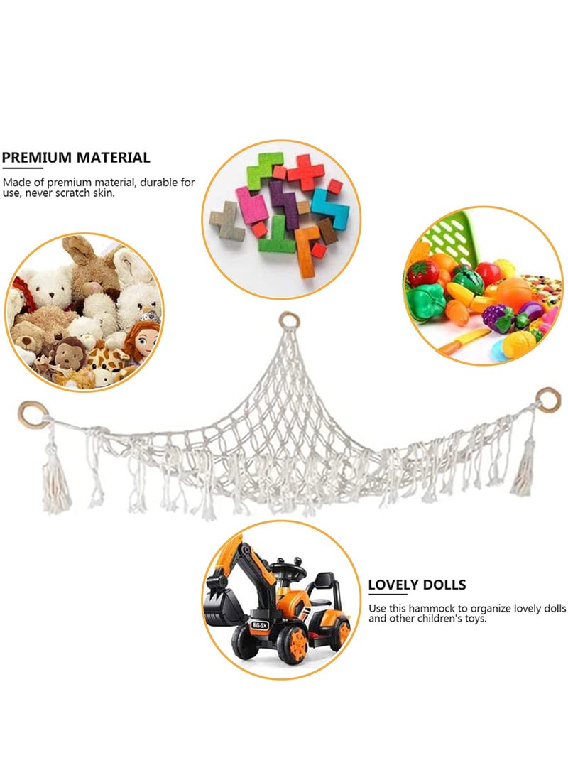 SOLARAE Stuffed Animal Toy Hammock Macrame with Light Corner Toy Corner Hammock Organizer Display Holder Net for Hanging Stuff Animals - Image 4