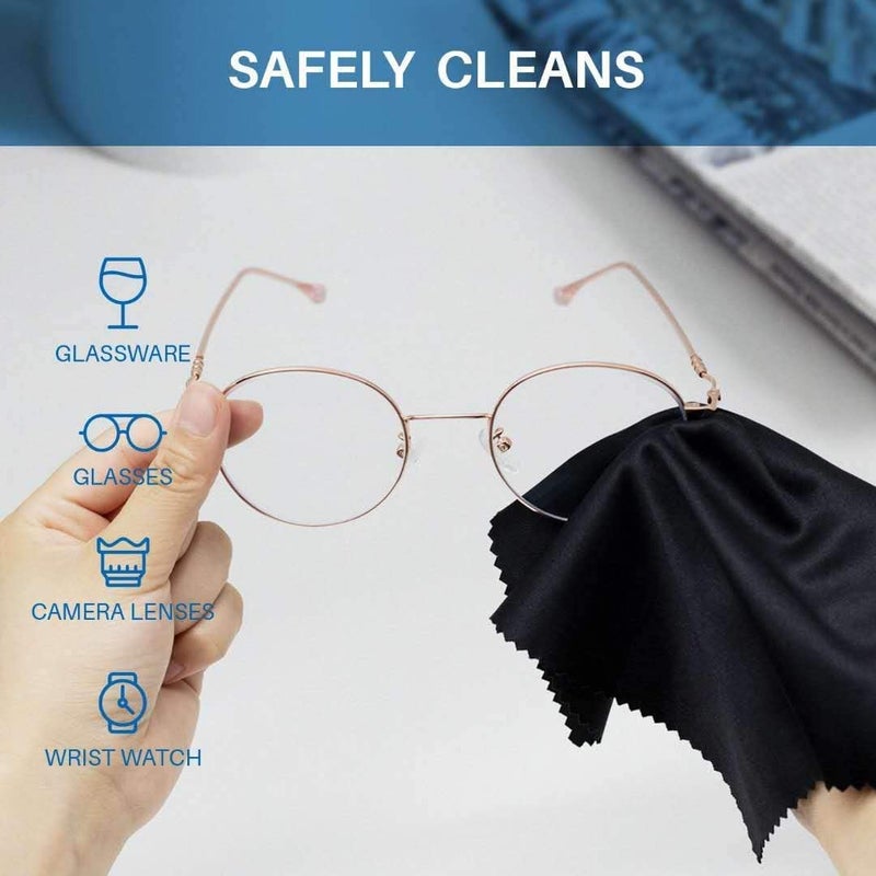MAXOSHINE قماش تنظيف ميكروفايبر متميز للإلكترونيات عدسات الهواتف النظارات عدسات الكاميرا قماش تنظيف سطح المكتب - لابتوب - 30 × 30 سم (عبوة من 3 - أسود) - Image 4