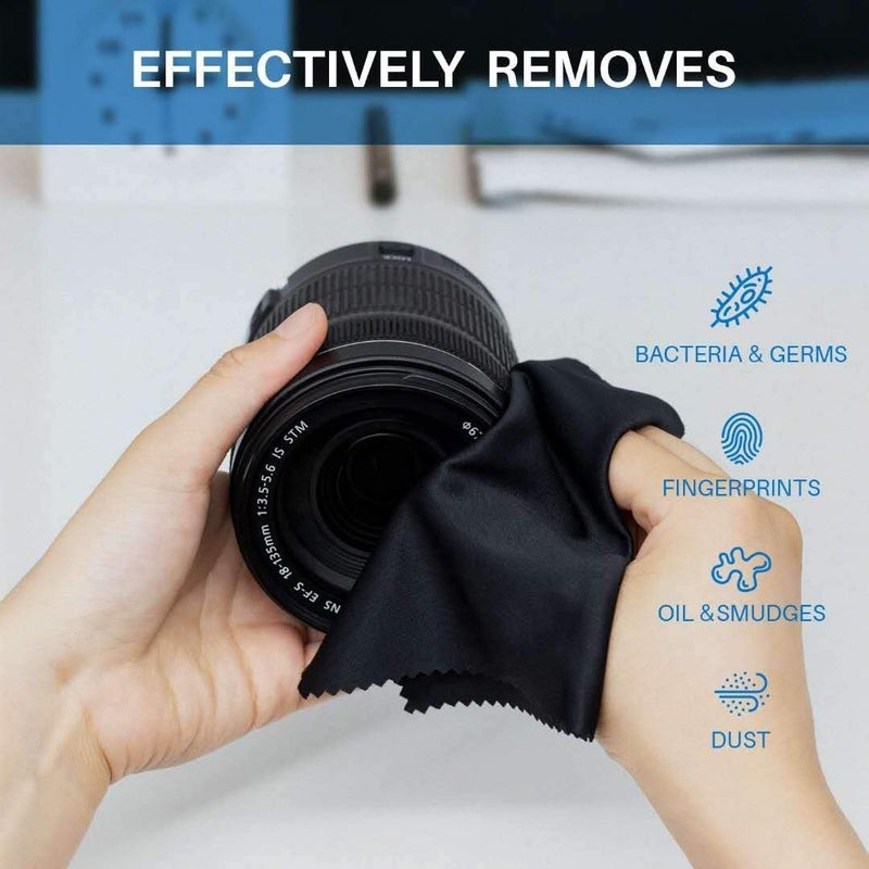 MAXOSHINE قماش تنظيف ميكروفايبر متميز للإلكترونيات عدسات الهواتف النظارات عدسات الكاميرا قماش تنظيف سطح المكتب - لابتوب - 30 × 30 سم (عبوة من 3 - أسود) - Image 3