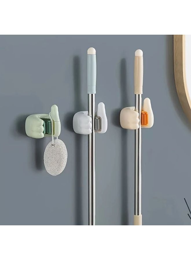 3 Pcs Adhesive Wall Mount Organizer Mop Broom Holder Bathroom Storage Shelf - Image 2