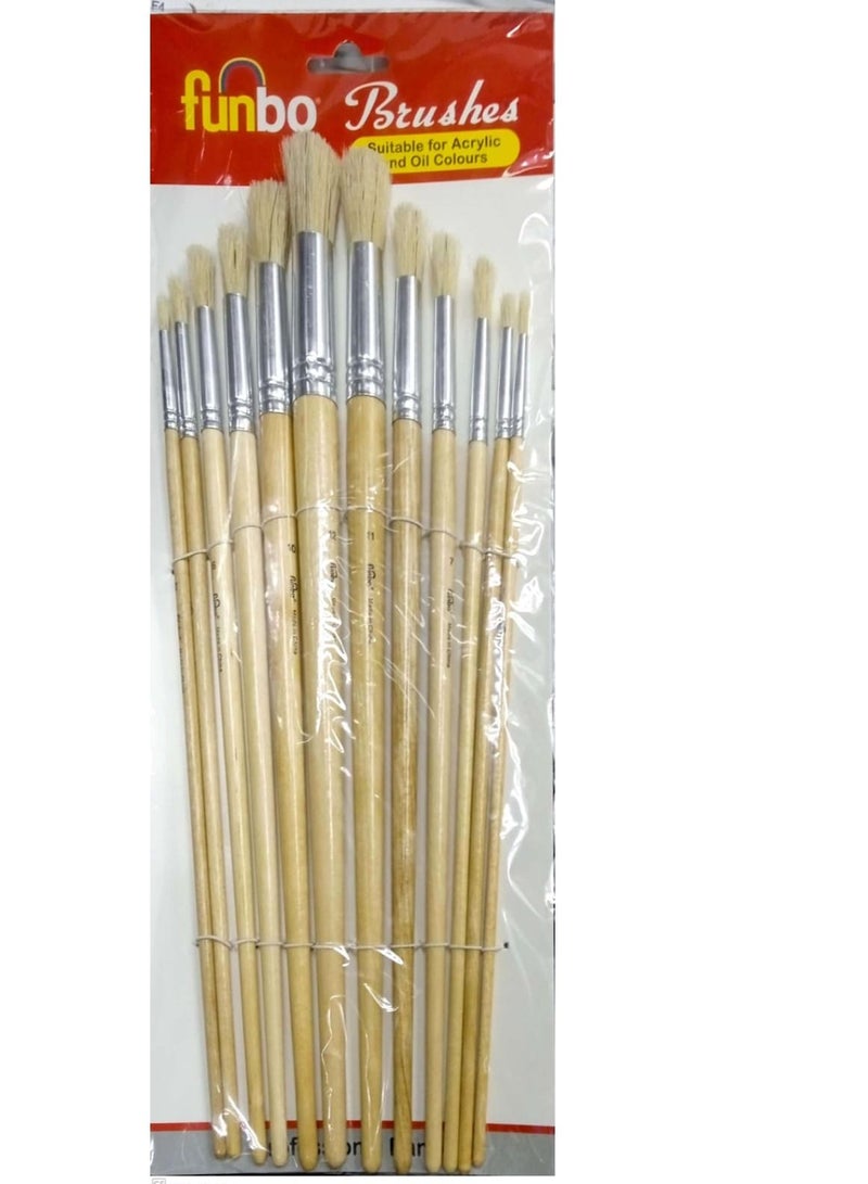 Funbo 12 Piece Brushes set Suitable For  Acrylic And Oil Colours - Image 1