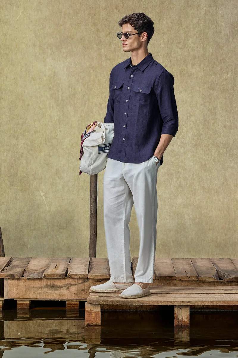 SNITCH قميص يخت كلوب لوكس بجيبين من الكتان