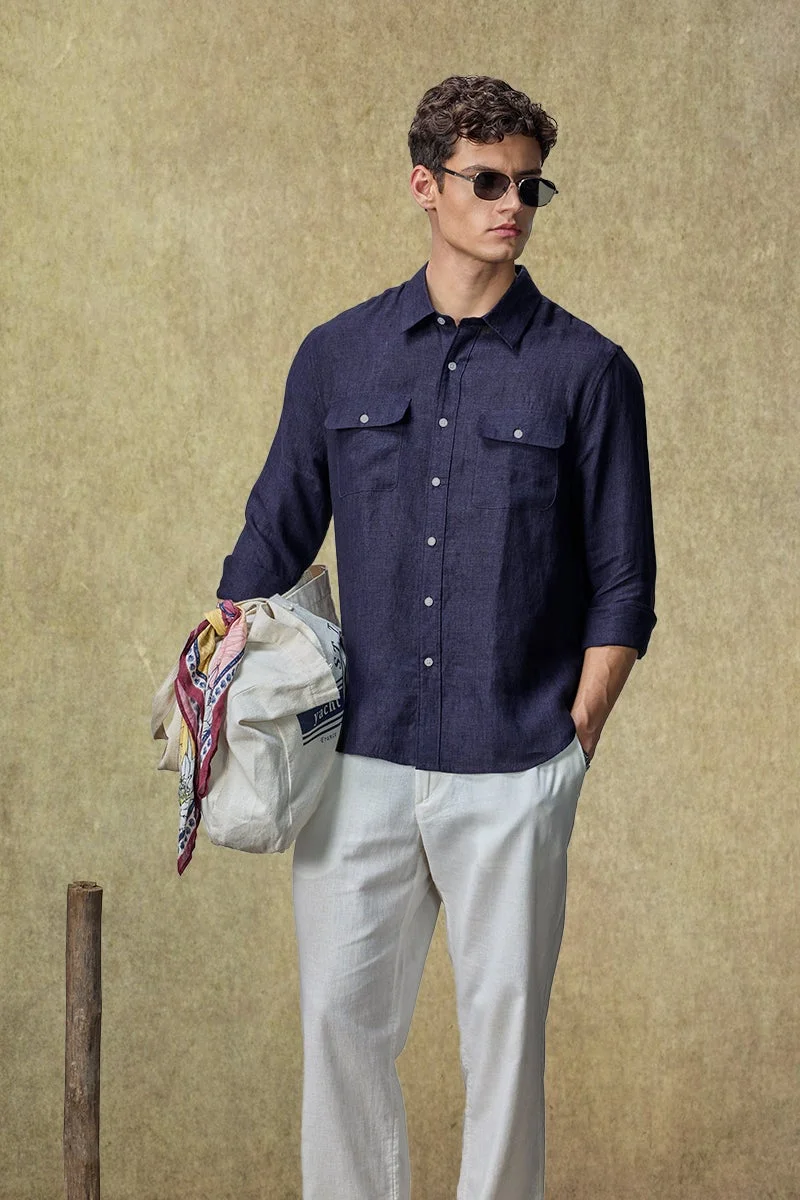 سنيتش قميص يخت كلوب لوكس بجيبين من الكتان