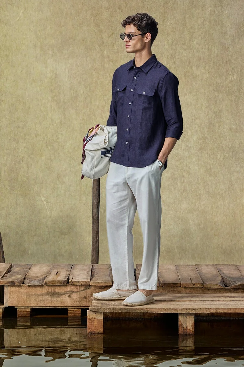 سنيتش قميص يخت كلوب لوكس بجيبين من الكتان