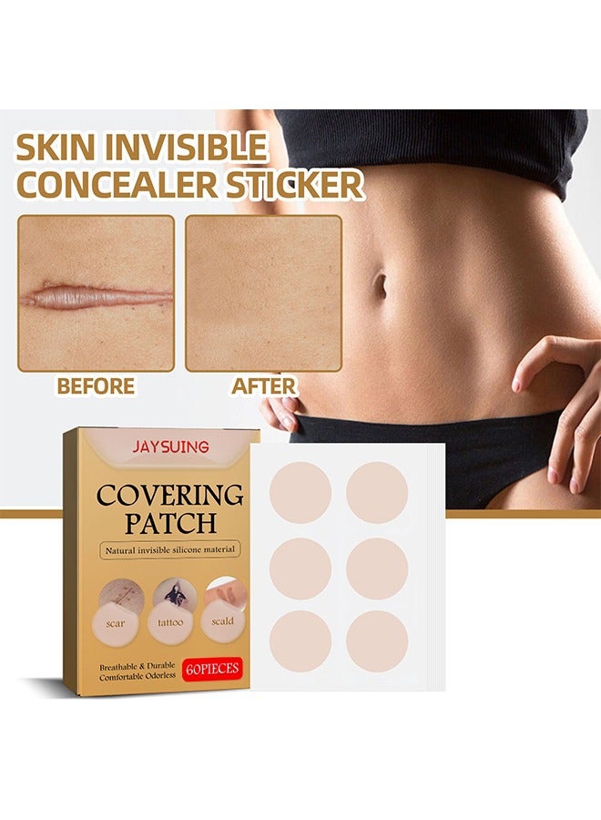 Tatto cover up, Ultra-Thin Flaw Concealer Sticker Patch Skin Concealing Tape, Thin tattoo cover up tape for unisex, Tattoo Cover Up Makeup Waterproof for Covering Up Scars and Tattoo 10Pcs 60 patch