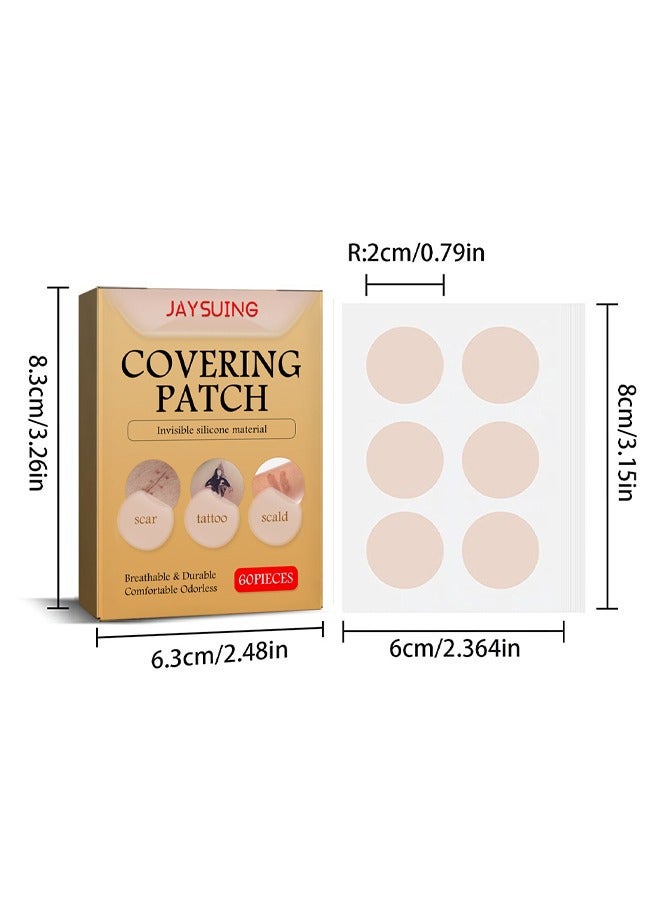 Tatto cover up, Ultra-Thin Flaw Concealer Sticker Patch Skin Concealing Tape, Thin tattoo cover up tape for unisex, Tattoo Cover Up Makeup Waterproof for Covering Up Scars and Tattoo 10Pcs 60 patch