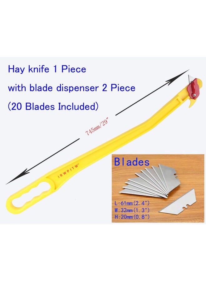 IRWPITW Hay Knife, 29" Hayknife And 20 Blades, Net Wrap & Baling Twine Cutter, Open Big Bale Tool, Cutting Round Net, Cut Mesh, String, Livestock Farmer Knife For Horse Cow Goat Cattle Farm - Image 3