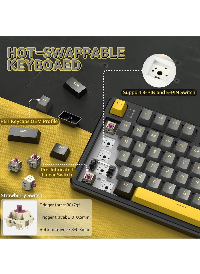 Attack Shark - X87 Wireless Mechanical Gaming Keyboard, Tri-Mode BT/2.4G/Wired Gasket Hot Swappable Custom Keyboard - Image 1