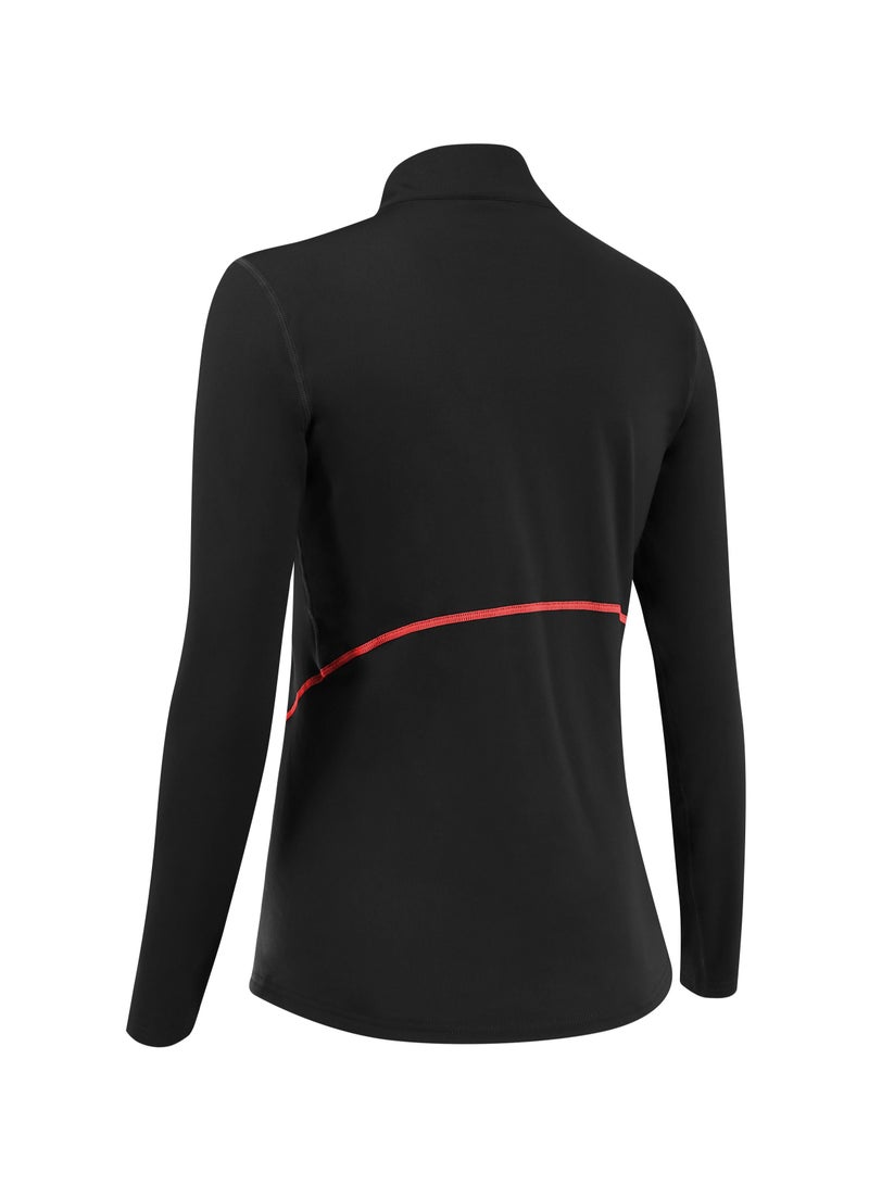 Loquat Women Quick Dry Breathable Elastic Long Sleeve T-Shirt Black/Red  - Image 2