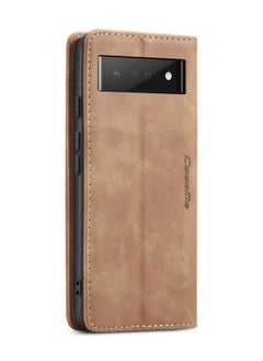 CaseMe CaseMe Google Pixel 6 Pro Case Wallet, for Google Pixel 6 Pro Wallet Case Book Folding Flip Folio Case with Magnetic Kickstand Card Slots Protective Cover - Brown  - Image 3