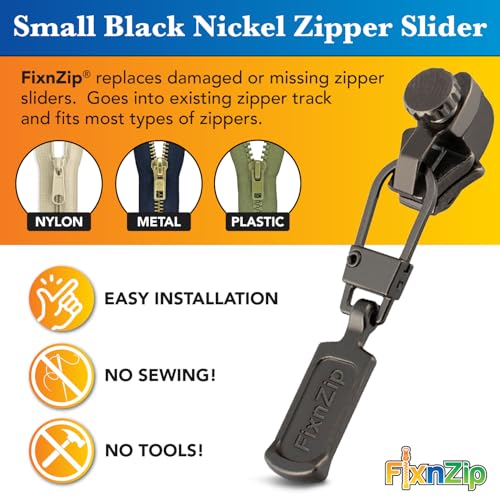 FixnZip (Small, Black Nickel) - See Size Guide -Universal Repair Kit for Dresses, Pants - Zipper Replacement Repair Kit - Instant Zipper Fix - Image 2