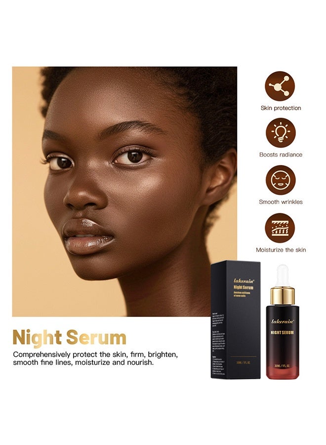 lakerain Night Serum for Face Protect Skin Firm Brighten Smooth Fine Lines Moisturize and Nourishing Night Serum Non Sticky Face and Neck Night Serum Improve Radiance and Skin Glow Serum 30ml - Image 3